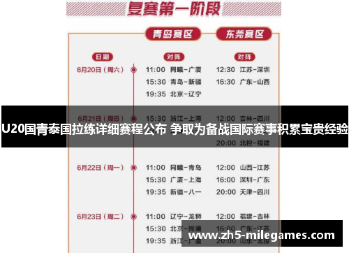 U20国青泰国拉练详细赛程公布 争取为备战国际赛事积累宝贵经验