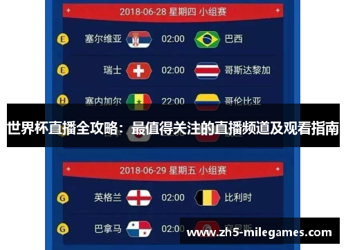 世界杯直播全攻略：最值得关注的直播频道及观看指南